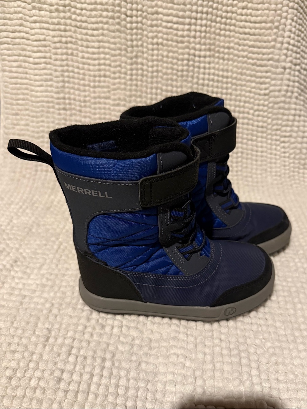 Merrill Kids Waterproof Blue Winter Boots with Easy Velcro Closure